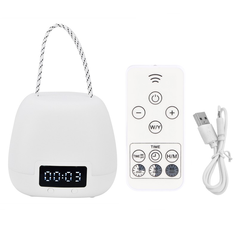 Remote Control Night Light Adjustable LED Portable Bedside Clock Lamp