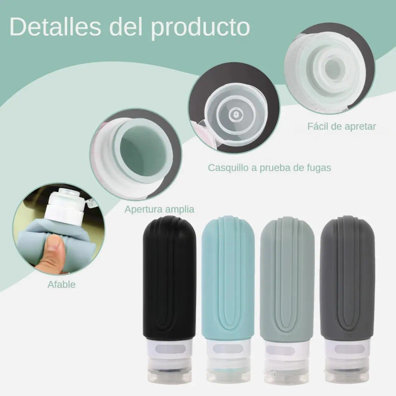 Botellas De Kit De Viaje Portátiles Contenedores Silicona