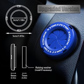 Tybasthe Tybasthe Rotary Push Start Button Cover, Car Accessories Engine Start Stop Button Cover, Car Stickers Interior Decor, Motorcycle Ignition Key Switch Cover, Blue