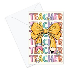 JarThenaAMCS 24 Pack Teacher Thank You Cards Colorful Pencil Bow Teacher Greeting Cards With Envelopes Stickers Blank Note Cards for Teacher Appreciation Week