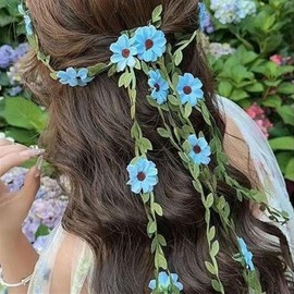 3Pcs Flower Crown, Fairy Headband Fairy Crown Floral Wreath Headband Bohemian Style for Women Girls Holiday Wedding Birthday Floral Garland Hair Accessories