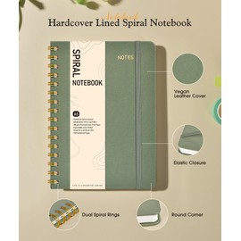 Graph Spiral Journal Notebook, A5 Hardcover Spiral Journals for Women Men, 100 GSM Graph Paper Notebooks, 150 Pages Spiral Bound Grid Notebook for Writing Note Taking Work 5.75" x 8.38", Sage Green