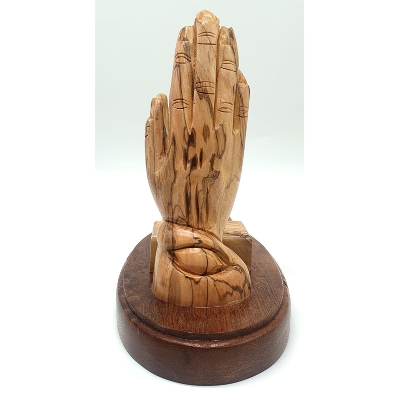 ZULUF Handcrafted Olive Wood Praying Hands Bible Stand – 7.4”