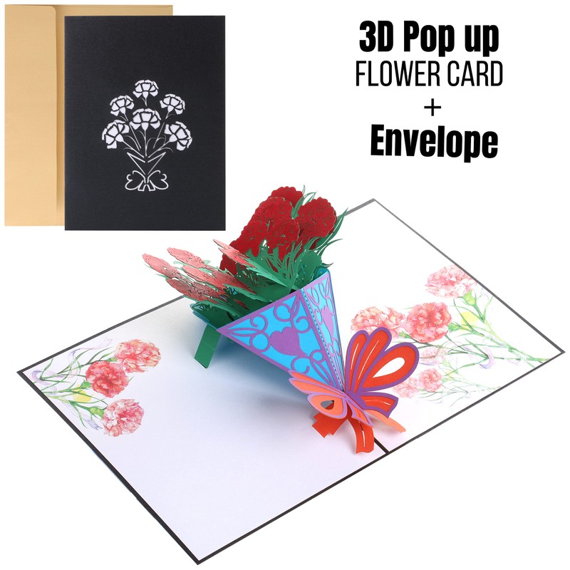 Mr. Pen- Pop Up Flower card, Paper Flower Bouquet, 3D