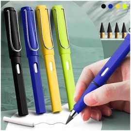 lyforx 8pcs Infinity Pencil Forever Pencil with Eraser Cute Eternal Pencil Everlasting Pencil with Replaceable Nibs Black Blue Yellow Green