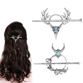 2 Styles Antler Hair Clips Gothic Hair Stick Slide Hairpins