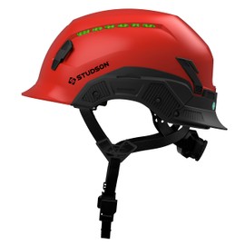 Studson SHK 1 Vented Safety Helmet - Ultralight, Modular Brim, Fidlock Buckle, 4 Point Strap, Breathable, Rainproof, 20KV Protection - Red, M/L, 53-59cm