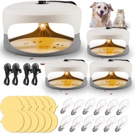 4 Packs Flea Traps for Inside Your Home, Effective Flea Trap for Home & Garage with 12 Sticky Disc 12 Bulbs 4 Electric Wires Bed Bug with Light for Indoor Safe to Pets