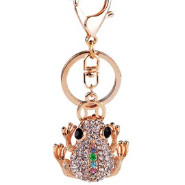 DianaL Boutique Beautiful Lucky Money Frog Toad with Coin Key Chain Keychain Keyring Key Ring Purse Charm Multicolor Crystals