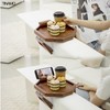 Tinamo Octagonal Acacia Sofa Arm Tray, Couch Armrest Table with