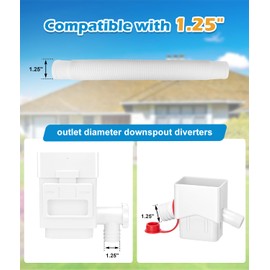 WADEO Rain Barrel Hose Connector, Compatible with Downspout Diverters(1.25'' Outlet Diameter) & Links Rain Barrels for Increased Storage