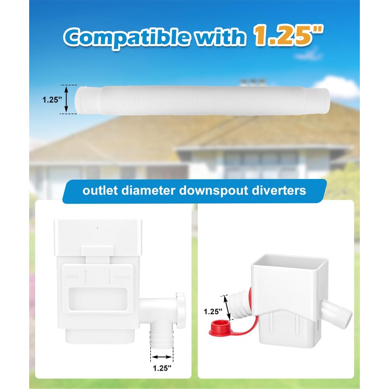 WADEO Rain Barrel Hose Connector, Compatible with Downspout Diverters(1.25'' Outlet