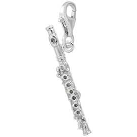 Sterling Silver Flute Charm with Lobster Claw Clasp, Charms for Bracelets and Necklaces