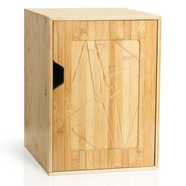 Fasmov 2 Tiers Cube Storage Organizer, Bamboo Bookshelf, Display Bookcase, Storage Cube Cubby Organizer with Door, Stackable Cubes Bin Small Cabinet for Bedroom, Home and Office