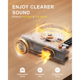 Leapwell CD Player Portable Bluetooth Desktop CD Players for Home with Speakers Rechargeable Small Retro CD Player with LCD Screen Optical USB White