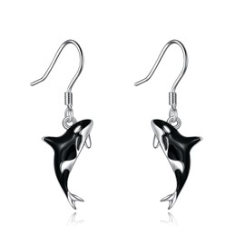 YFN Orca Killer Whale Earrings for Women Sterling Silver Orca Whale Gifts, Sterling Silver, No Gemstone