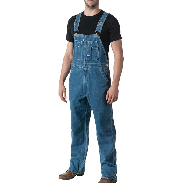 Walls mens Big Smith Stonewashed Bib overalls and coveralls workwear apparel, Stone Washed, 34W x 32L US