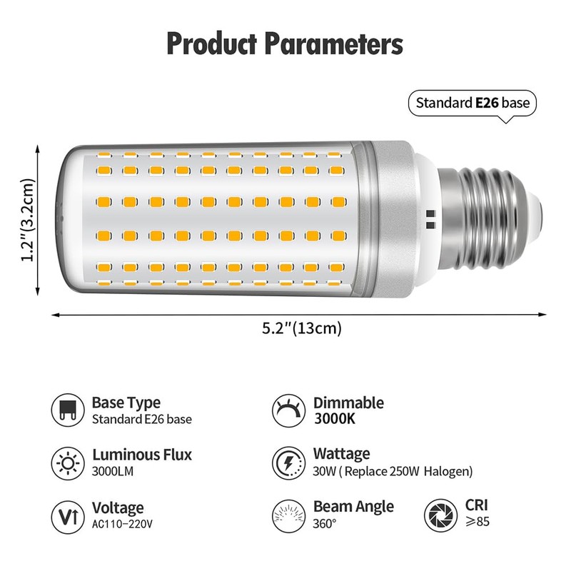 Syited E26 LED Bulbs, 30W LED Light Bulbs Equivalent 250W,