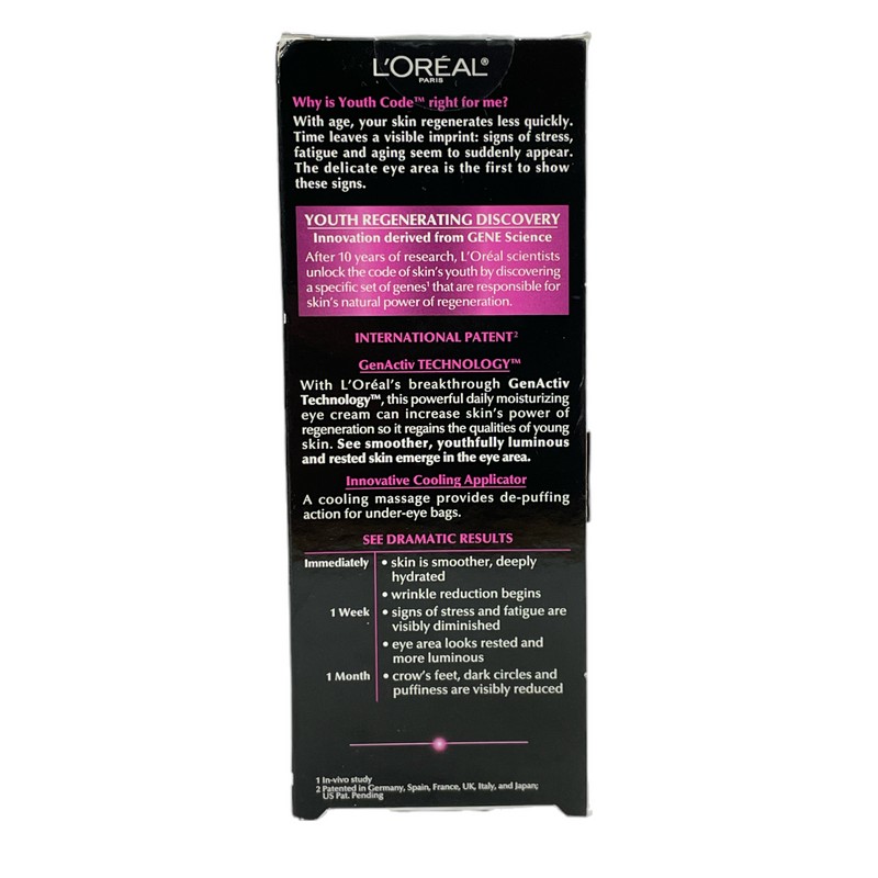 L'Oréal L'oreal Youth Code Youth Regenerating Skincare (0.5fl/15ml) New As