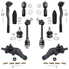 Detroit Axle - Front 12pc Suspension Kit for 1996-2002 Toyota 4Runner, 2 Sway Bars Upper 4 Lower Ball Joints 4 Tie Rod Ends 2 Boots 1997 1998 1999 2000 2001 Replacement