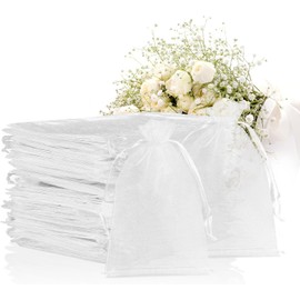 Naler 50 Bolsas de Organza para Dulces Bolsitas de Tela para Regalos de Fiestas Recuedos de Boda Bautizo Bolsa Pequeña para Guardar Joyería (10 X 15 cm)