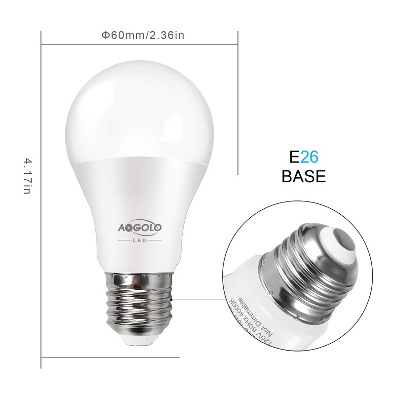 AOGOLO A19 9W LED Light Bulb, 60 Watt Equivalent, 810LM,