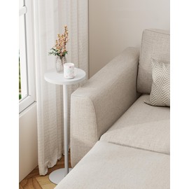 TUTOTAK Tall Round Side Table, Small End Table, Beside Table, Drink Table, Pedestal Side Table, livingroom, White TB01BW065