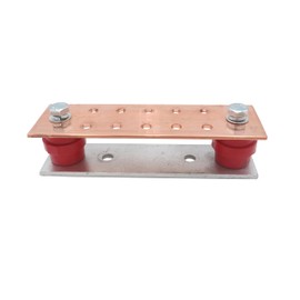 LBY .157" x 2.36" x 7.87" Copper Ground Bar Kit, with 10 Terminal Positions, Copper Grounding Busbar Bar Kit