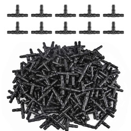 Rolcoassuns 300 Pieces 1/4 Inch Universal Drip Irrigation Elbow T-Connector, 1/4 Inch Hose Connector Drip Irrigation Fittings for 4 mm/7 mm Water Hose Drip Irrigation System