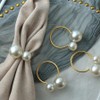 Pearl Napkin Rings Set of 6, Gold Metal Napkin Holder
