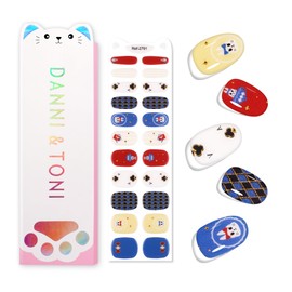 DANNI & TONI Poker-themed Semi Cured Gel Nail Strips Kids (Royal Sip) DIY Bunny Gel Glossy Wraps for Girls 22 Stickers