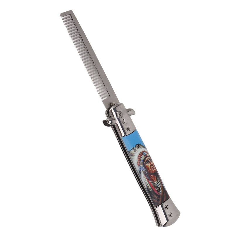 Men Spring Comb Pocket Size Stainless Steel Teeth Foldable Brush