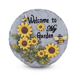 Welcome to My Garden Stepping Stone Outdoor, Stone Statue for Garden, Funny Stepping Stone for Patio, Yard, Balcony, Spring in Garden Collection, Lawn Decorative
