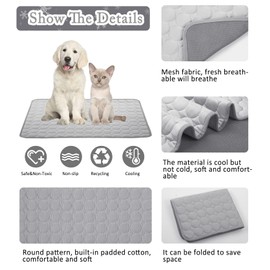 SOMOYA Dogs Self Cooling Mat Pet Cool Pads Blanket Hot Weather Sleeping Kennel Mat,Washable Ice Silk Sleep Mat Pad Breathable for Large Dogs Cats No Water (Extra Large,Grey)