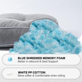 YZ HOME 4 Pack of Chair Cushions for Dining Chairs, Kitchen Chair Pads with Shredded Blue Memory Foam Filling, Indoor Outdoor Chair Seat Cushions with Ties, 16.5 x 16.5 X 5 Inches, Grey