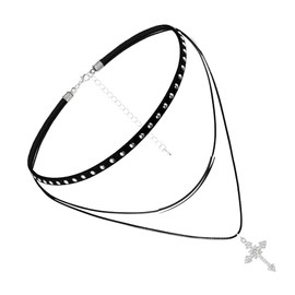 JJDreams Black Choker Necklace with Cross, Heart, Star, Stretch Necklaces, Black Lace Tattoo Necklace, Gothic Necklace for Women and Girls, Black, Zinc