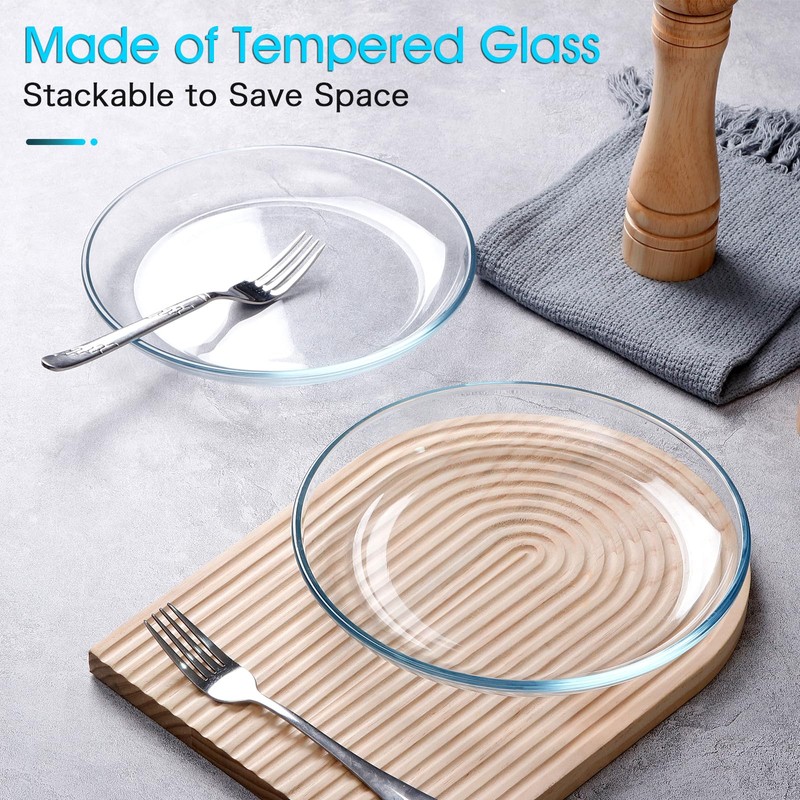 NUTRIUPS 2 Pack 9 inch Glass Plates - with Lipped
