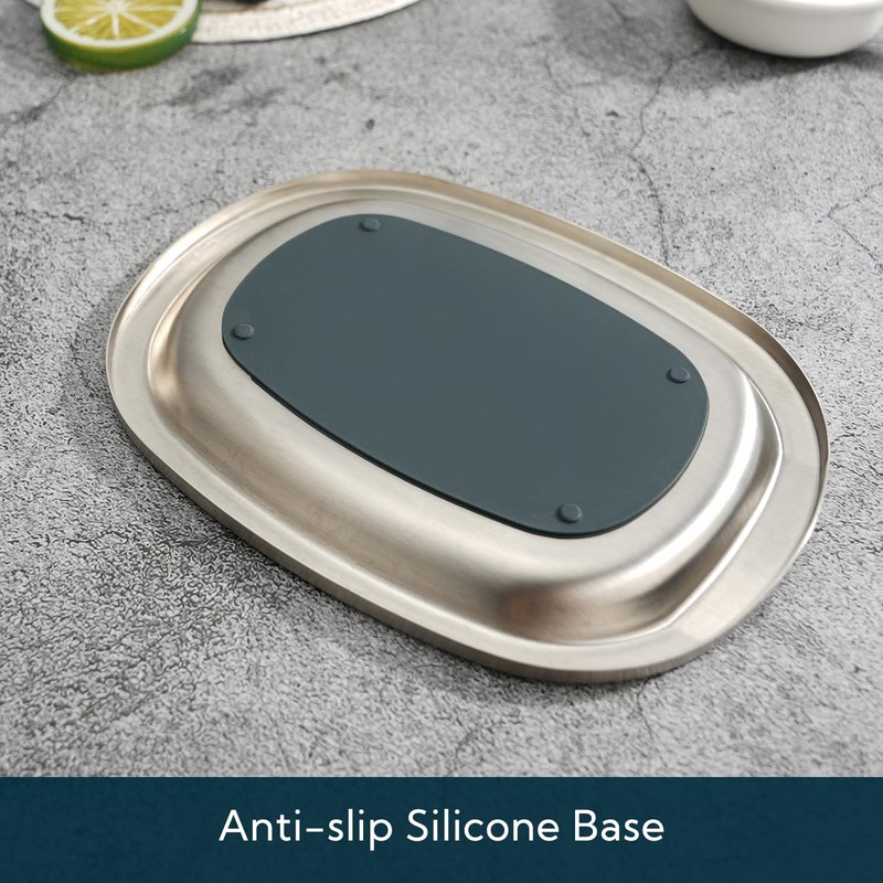 Metal Spoon Rest with Non-slip Silicone Pad for Stove Top