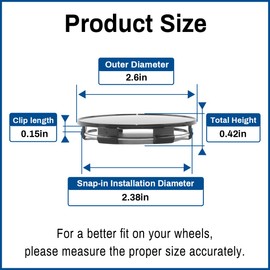 GTownWorks 2.6in Wheel Center Caps 66mm ABS Plastic Wheel Center Hubcaps 4Pcs, Glossy Black, Snap-in Installation Diameter: 60.0mm/2.38in