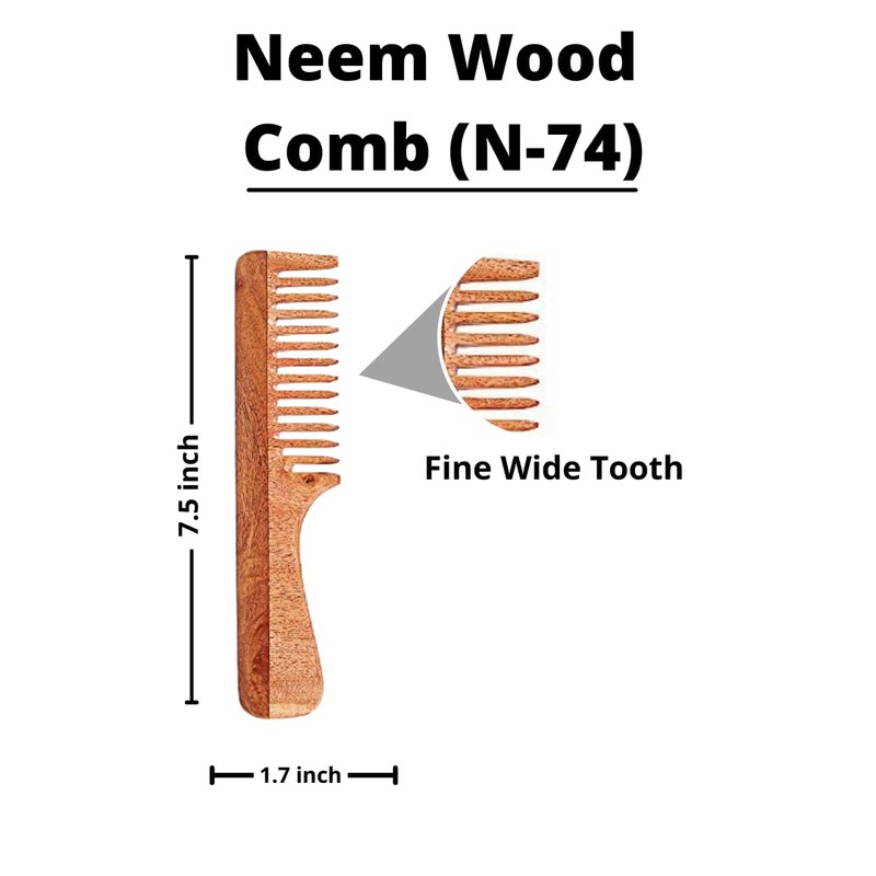 SVATV Handcrafted Neem Wood Comb N-74 (7" 2")