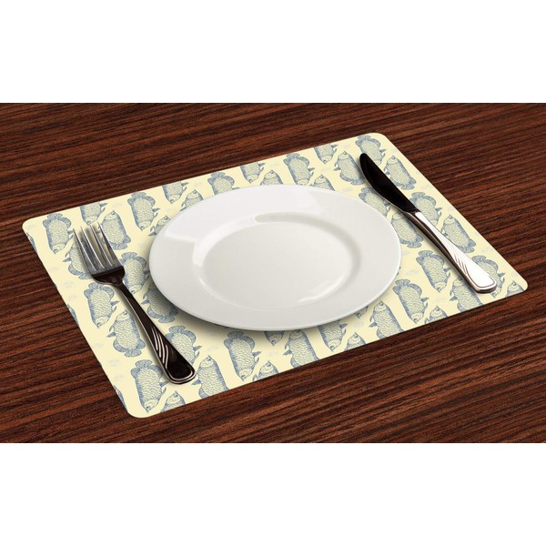 Ambesonne Nautical Place Mats Set of 4, Marine Theme Arowana