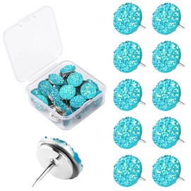 30pcs Push Pins, Shiny Diamond Push Pins Glitter Rhinestone Decorative Thumb Tacks for Wall Hangings, Bulletin Board,Maps, Office Wall(Blue)