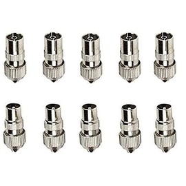 Mugetech 10 PCS TV Aerial Coaxial Plug, 5 X Male 5 X Female TV Aerial Coaxial Cable Connectors Adaptor for RF Cable