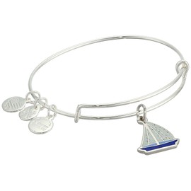 Alex and Ani Color Infusion, Holiday Sailboat Bangle Bracelet Shiny Silver One Size
