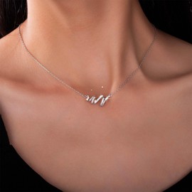 TseenYi Crystal Wave Line Pendant Necklace Silver CZ Ocean Wave Necklace Sparkly Spiral Line Choker Necklace Shine Rhinestone Bridal Necklace for Women