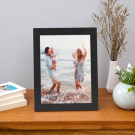 PHOTOLINI Picture Frame 20 x 25 cm Black MDF Wood, Wide Frame, Modern, Shatterproof Acrylic Glass, for Hanging and Standing, Extra Accessories, for Your Stylish Wall Decoration