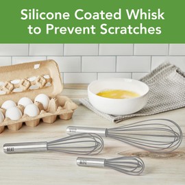 Tovolo Whisk 9 Inch Heavy Duty Silicone Wire Stainless Steel Whisker for Cooking Baking Blending Mixing Stirring Whipping Whisking, Dishwasher Safe Multi Use Classic French Wire Whisk, Charcoal Gray