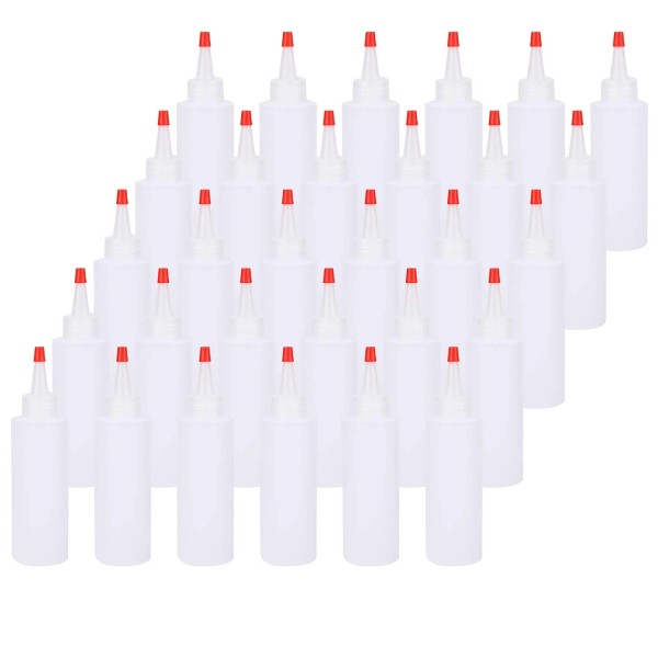 Bekith 30 Pack Small Plastic Squeeze Condiment Bottles with Red