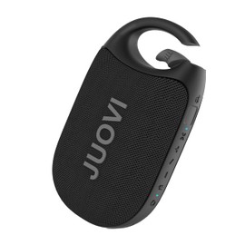 JUOVI Bluetooth Lautsprecher Tragbar kabellos, Stereoklang, 24 Stunden Laufzeit, hohe Lautstärke, Bluetooth 5.3, IP68 Wasserdichtigkeit, Karabiner für Strand, Zimmer, Outdoor (Schwarz)