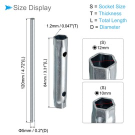 CoCud Double Ended Motorcycle Ignition Spark Plug Spanner, 10-12mm, Deep Reach Wrench Socket with Bar - (Applications: for Automobile), 2pieces